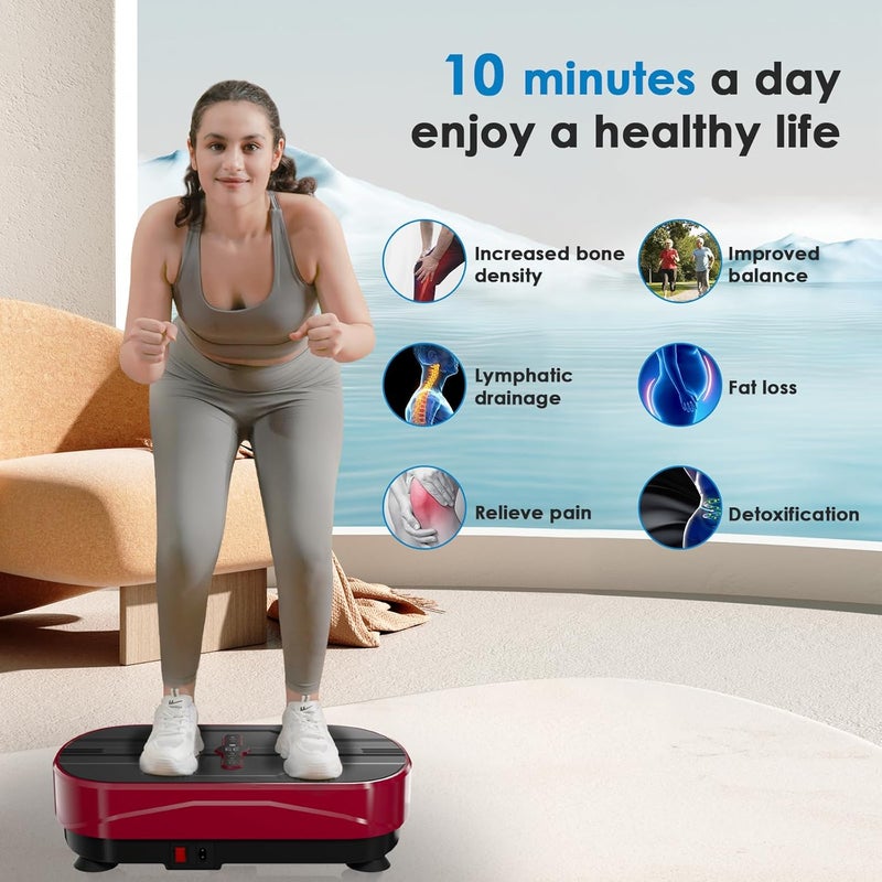 Natini Vibration Plate Exercise Machine - Whole Body Workout Vibration Platform Lymphatic Drainage Machine for Weight Loss Home Fitness with Resistance Bands Remote - Image 2